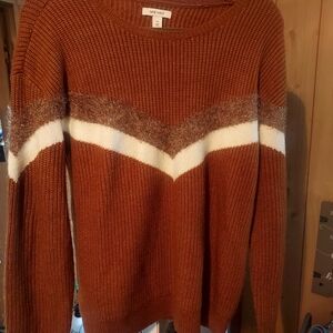 Nine West Brown Sweater with White and Tan Accents